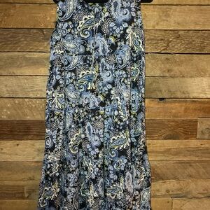 Paisley Print Maxi Dress in Blue and Black